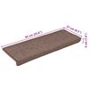 vidaXL Tappetini per scale 15 pz 65x21x4 cm Marrone Bordo rettangolare