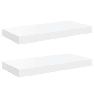 vidaXL Scaffali a Parete 2 pz Bianco Lucido 50x23x3,8 cm in MDF