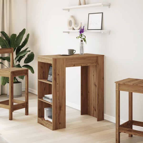 vidaXL Tavolo Bar con Rastrelliera Rovere 95x47x103,5 cm Multistrato