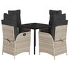 vidaXL Set Pranzo da Giardino 5pz con Cuscini Grigio Chiaro Polyrattan