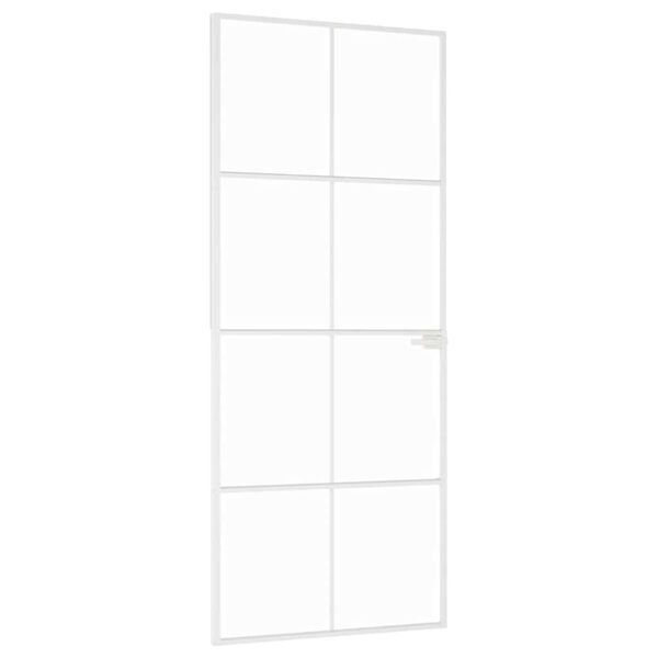 vidaXL Porta Interna Bianca 83x201,5 cm Vetro Temperato Alluminio Slim