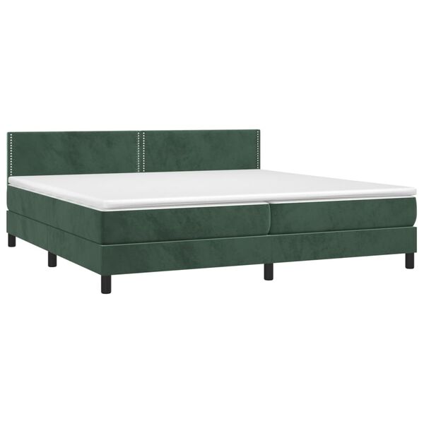 vidaXL Letto a Molle con Materasso e LED Verde Scuro 200x200cm Velluto