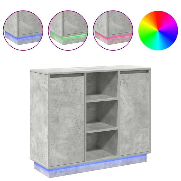 vidaXL Madia LED Grigio cemento 90 x 32 x 75 cm Legno multistrato