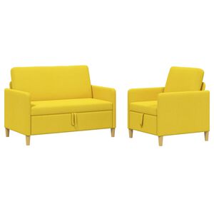 vidaXL Set di Divani con Storage 2 pz 3 posto Giallo Chiaro Poliestere