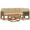 vidaXL Set di divani da esterno 5 pz Naturale e Beige Poliestere