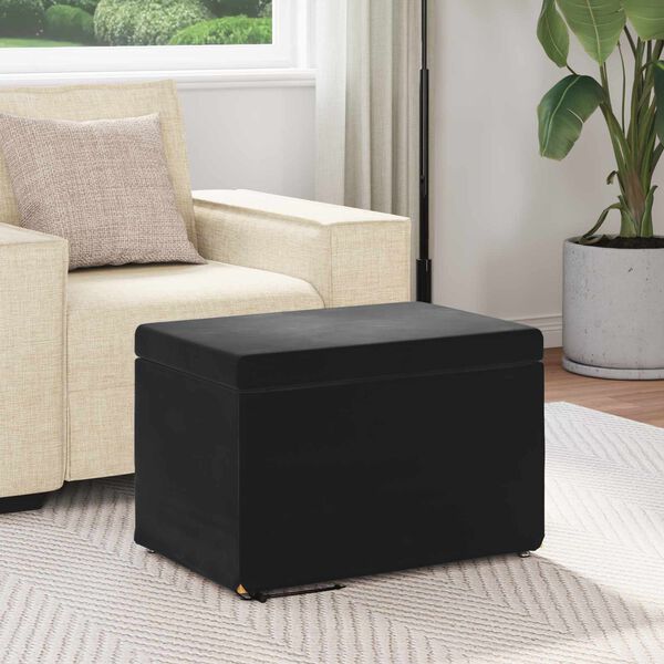 vidaXL Pouf Nero 61 x 41 x 40 cm Velluto e Legno Ingegnerizzato