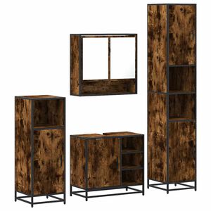 vidaXL Set Mobili da Bagno 4 pz Rovere Fumo in Legno Multistrato