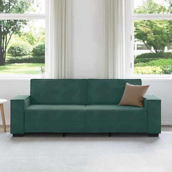 vidaXL Divano a 3 Posti Verde Scuro 220x78x84 cm in Velluto
