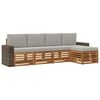 vidaXL Set di divani da esterno 5 pz Naturale e Grigio Chiaro