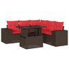 vidaXL Set Divani da Giardino 6 pz con Cuscini Marrone in Polyrattan