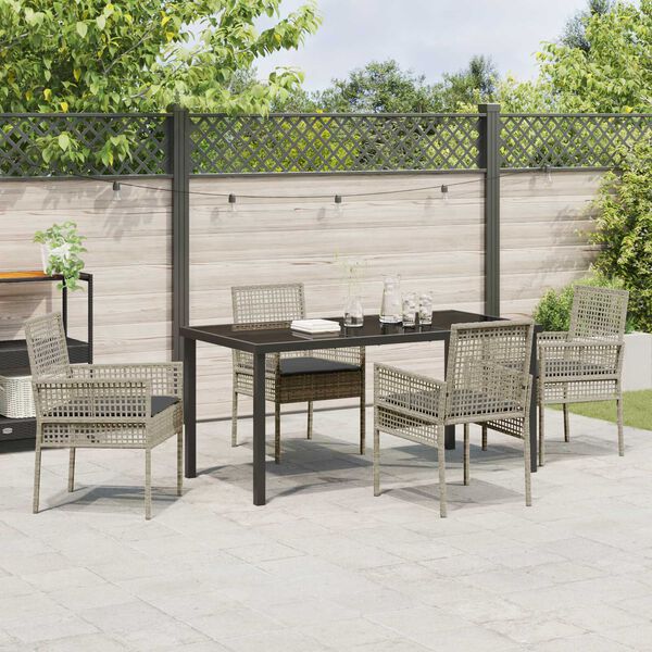 vidaXL Set da Pranzo per Giardino 5 pcs Grigio chiaro polyrattan