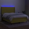 vidaXL Letto a Molle con Materasso e LED Verde 140x190 cm in Tessuto