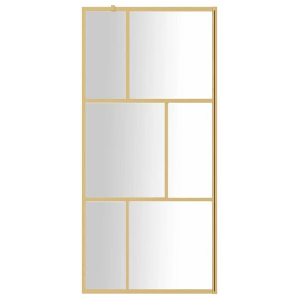 vidaXL Parete per Doccia Walk-in Vetro Trasparente ESG 90x195 cm Oro