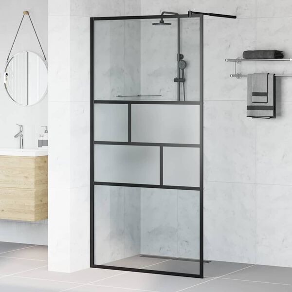 vidaXL Parete Doccia Walk-in Nero 80 x 195 x 0.5 cm Vetro e Alluminio