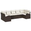 vidaXL Set Divano da Giardino 7 pz Marrone e bianco polyrattan