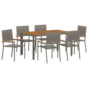vidaXL Set da Pranzo per Giardino 7 pcs Grigio polyrattan