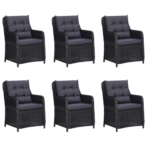 vidaXL Set da Pranzo da Giardino 7 pz in Polyrattan Nero