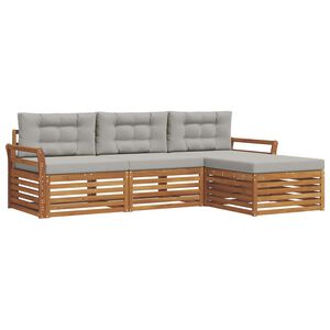 vidaXL Set di divani da esterno 4 pz 3-Posti Naturale e Grigio Chiaro