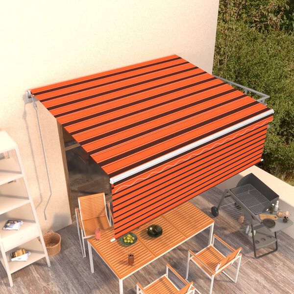 vidaXL Tenda Retrattile Automatica con Parasole 4x3 m Arancio Marrone