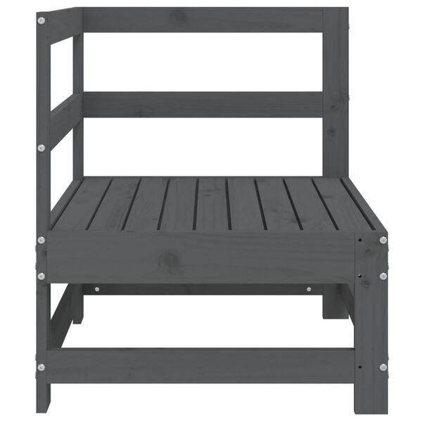 vidaXL Divano Angolare da Giardino Grigio in Legno Massello di Pino