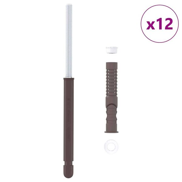 vidaXL Supporti per Mensole Flottanti 12 pcs Marrone Ø10 x 170 mm