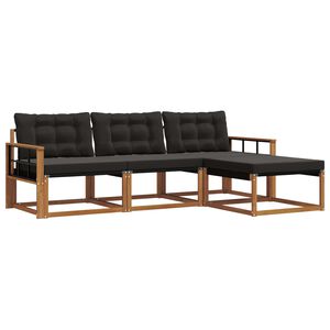 vidaXL Set di divani da esterno 4 pz Naturale e Nero