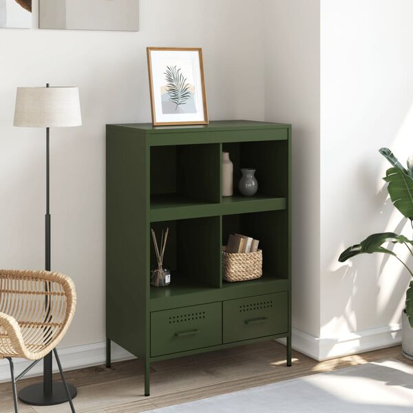 vidaXL Credenza Verde Oliva 68x39x101,5 cm in Acciaio