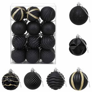vidaXL Set di Palline di Natale 36 pz Nero Diam. 6 cm Polistirolo