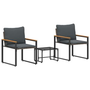 vidaXL Set di Mobili con cuscino 3 pcs Grigio e Grigio Scuro Rattan