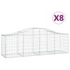 vidaXL Cesti Gabbioni ad Arco 8 pz 200x50x60/80 cm Ferro Zincato