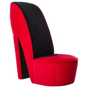 vidaXL Poltrona a Forma di Scarpa con Tacco Alto in Velluto Rosso