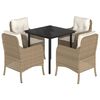 vidaXL Set da Pranzo da Giardino 5 pz con Cuscini Beige in Polyrattan