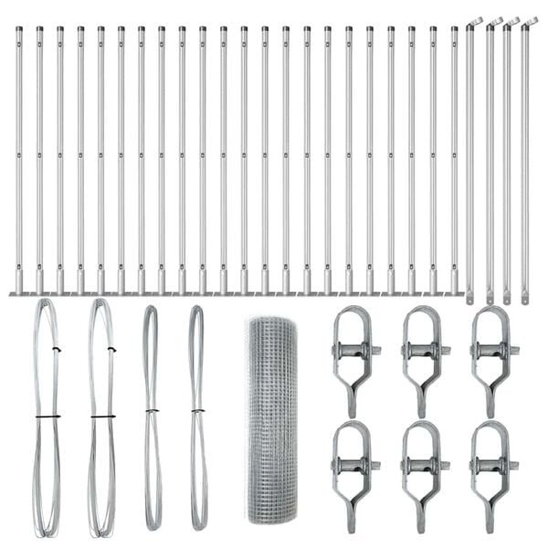 vidaXL Recinzione con pali. Argento 0.5 x 50 m Acciaio