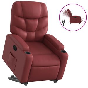 vidaXL Poltrona Alzapersona Reclinabile Rosso Vino in Similpelle
