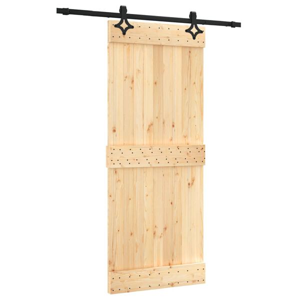 vidaXL Porta Scorrevole con Set Hardware 85x210 cm Legno Massello Pino