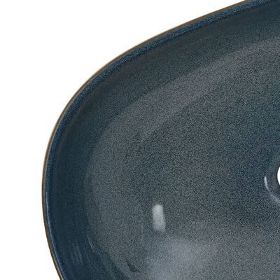 vidaXL Lavabo da Appoggio Sabbia e Blu Ovale 59x40x14 cm Ceramica