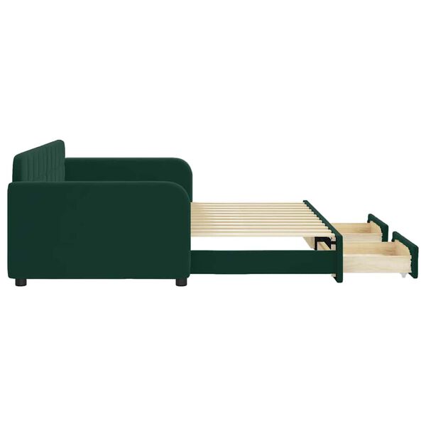 vidaXL Divano Letto Estraibile Cassetti Verde Scuro 90x200cm Velluto