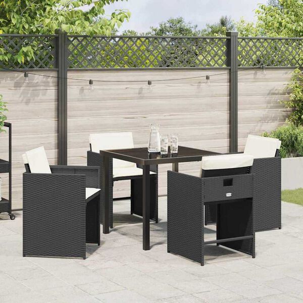 vidaXL Set da Pranzo per Giardino 5 pcs Nero polyrattan