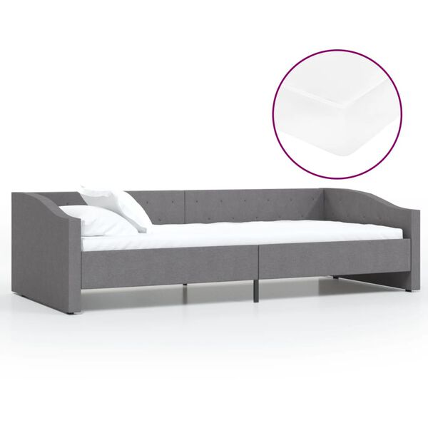 vidaXL Dormeuse con Materasso USB Grigio Chiaro in Tessuto 90x200 cm