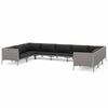 vidaXL Set Divani da Giardino 9 pz con Cuscini Polyrattan Grigio Scuro