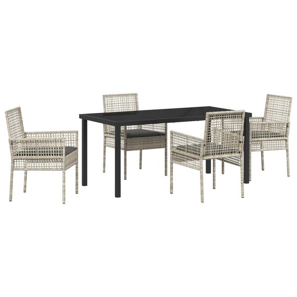 vidaXL Set da Pranzo per Giardino 5 pcs Grigio chiaro polyrattan