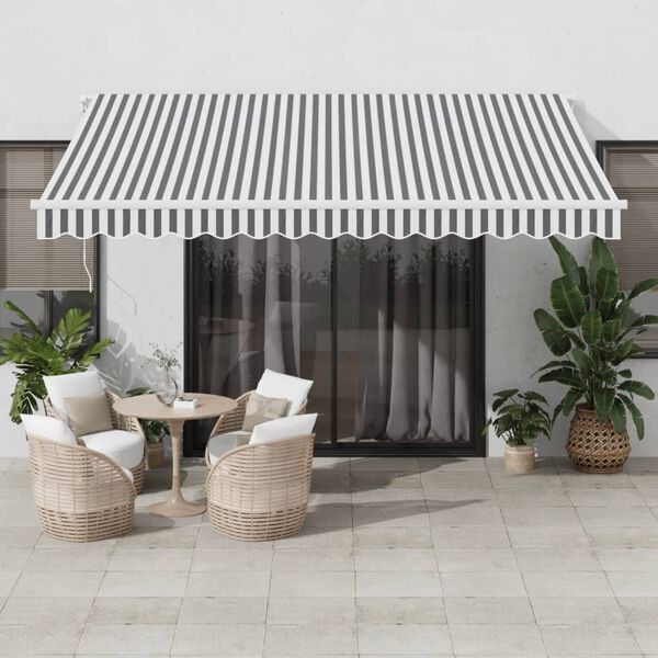 vidaXL Tenda da Sole Retrattile Manuale Antracite e Bianco 400x350 cm