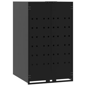 vidaXL Copribidone con Ruote per Bidone Singolo Nero 69x79x117 Acciaio