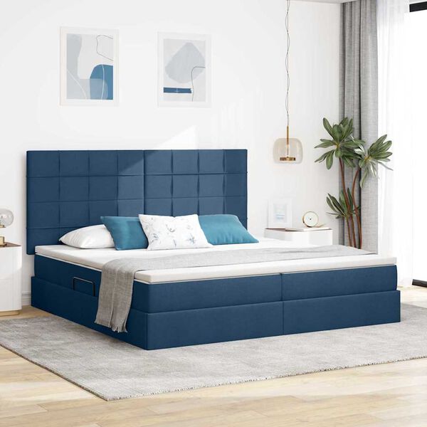 vidaXL Letto con contenitore e LED con led Blu 200 x 200 cm Poliestere