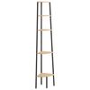 vidaXL Scaffale Angolare 5 Livelli Marrone Chiaro Nero 45,5x31,5x180cm