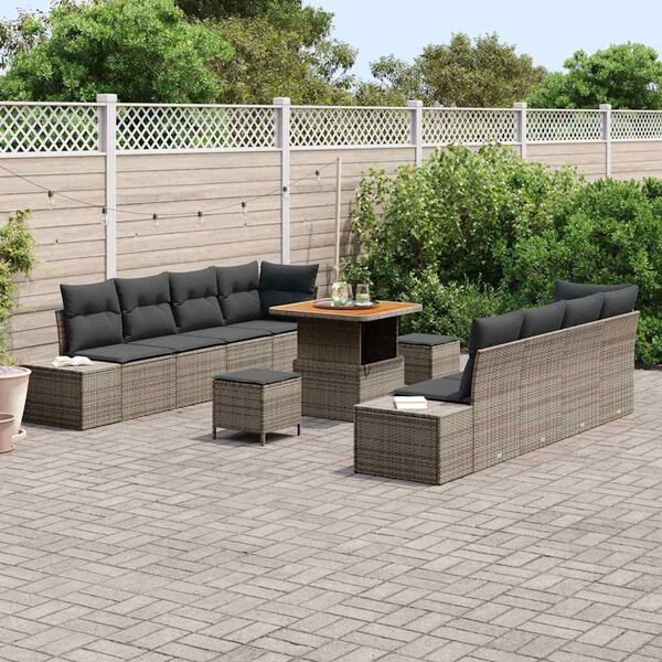 vidaXL Set Divano da Giardino 11 pcs Grigio chiaro e grigio scuro