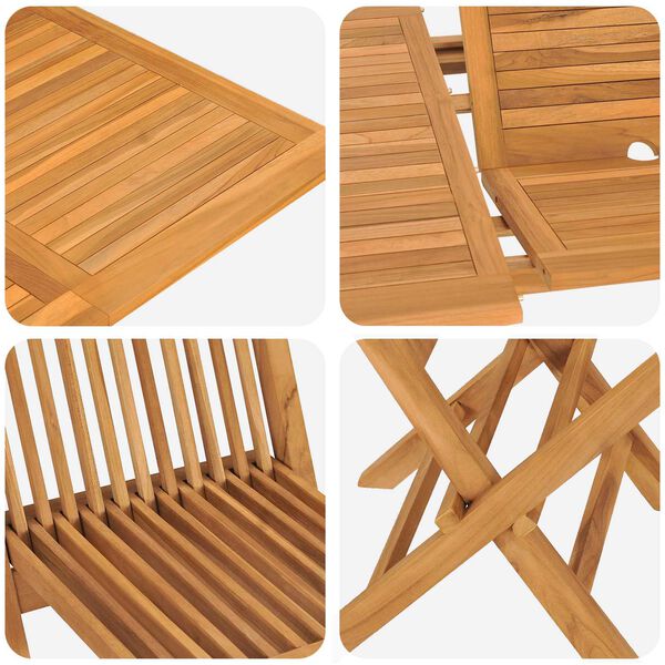 vidaXL Set da Pranzo per Giardino 5 pcs Marrone Legno di teak solido