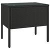 vidaXL Tavolino Nero 53x37x48 cm Polyrattan e Vetro Temperato