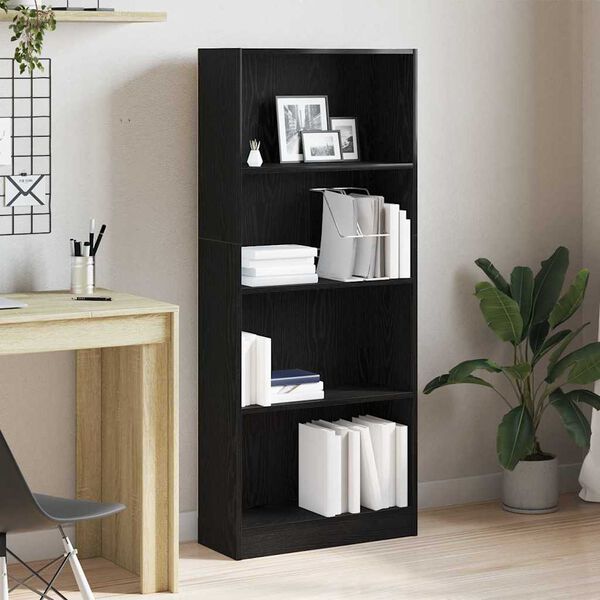 vidaXL Libreria Rovere Nero 60 x 24 x 143 cm Legno multistrato