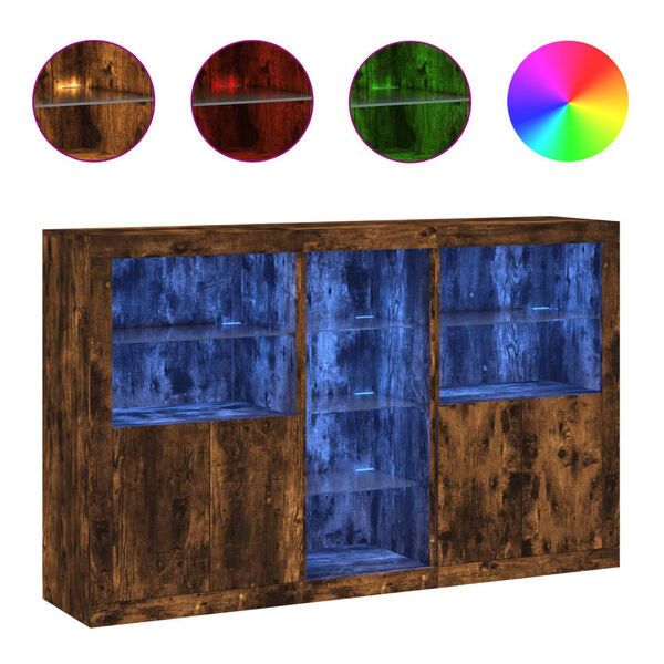 vidaXL Credenza con Luci LED Rovere Fumo 162x37x100 cm